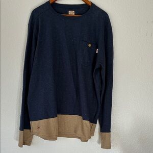 Vans Dark Blue and Tan Long Sleeve Shirt Size XL